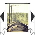 thumbnail image 2 of ABPHOTO Polyester Industry Rails Train Photography Background Railway Train Stones Trees Backdrop Studio Props Wall 5x7ft, 2 of 5