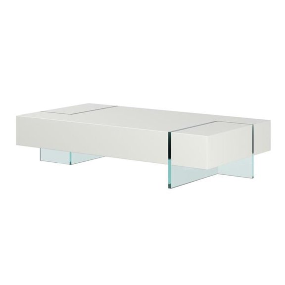 Pemberly Row Coffee Table with 19mm Tempered Glass Base in White