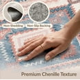 thumbnail image 6 of ODIKA 3'x5' Washable Area Rug Blue Boho Southwestern Blush Denim Medallion Zigzag Diamond Rustic Border for Hallway, Laundry Room, Non-Slip, Flatweave, Easy Care, 6 of 7