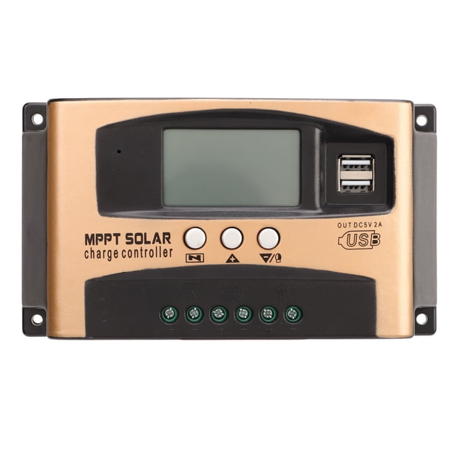 Controlador de carga solar MPPT, regulador de panel solar con pantalla LCD, parámetros ajustables, dorado, 100 A
