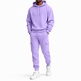 thumbnail image 2 of Trgacdwlo Sweatsuits for Men 2 Piece Sweat Hoodie Athletic Carg Pants Set Relaxed Fall Winter Tracksuit Hoodie Suit Set Men's Casual Outfits Light Purple XL, 2 of 6