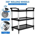 thumbnail image 4 of Kojooin 3-Tier Plastic Service Utility Cart with Wheels, Plastic Utility Cart Work Cart Lockable Wheel, Extra Large for Foodservice/Commercial/Restaurant/Office/Kitchen/Hotel, 4 of 8