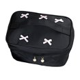 thumbnail image 1 of Wartleves Estuche para lápices con cremallera portátil y bolsa de maquillaje negra con lazo, 1 of 7