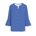 thumbnail image 4 of Uootdi Women's Blouses Polka Dot Print V Neck Flare Sleeve Solid Casual Tops Office Commute Style Lightweight Breathable Loose Fit Shirts Gift, 4 of 7