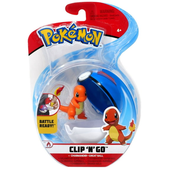 Pokemon Clip ‘N’ Go Charmander and Great Ball - Includes 2 inch Battle Figure and Great Ball Accessory