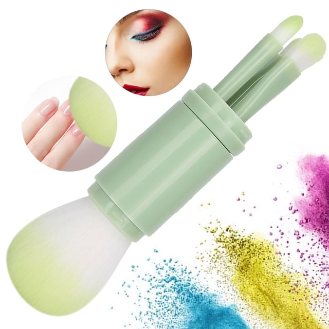 Juego De Brochas Retráctiles Para Polvo De Maquillaje, Removedor De Polvo De Uñas Portátil Con Tapa, Cerdas De Fibra, Ergonómico, Apto Para Viajes, Ideal Para Maquillaje