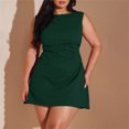 thumbnail image 2 of Laqbezok Women's Plus Size Sleeveless A-Line Mini Dress, Casual Round Neck Solid Color Sundress, Elegant Fit and Flare Cocktail Party Gown, 2 of 7