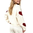 thumbnail image 4 of BLVB Toddler Girls Valentine's Day Heart Pattern Knit Sweater Outfit Cute Crewneck Long Sleeve Pullover 1-9 Years(White,1-2Years), 4 of 7