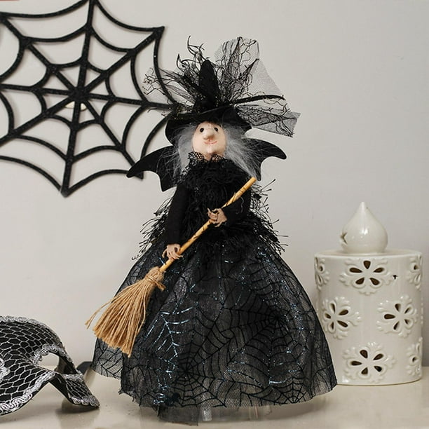 Poupée de sorcière, poupée de sorcière Halloween décoration de chambre à  coucher, ornements de décoration de bureau de sorcières d'Halloween,  figurine de poupées de collection de sorcière de Noël, poupée de sorcière
