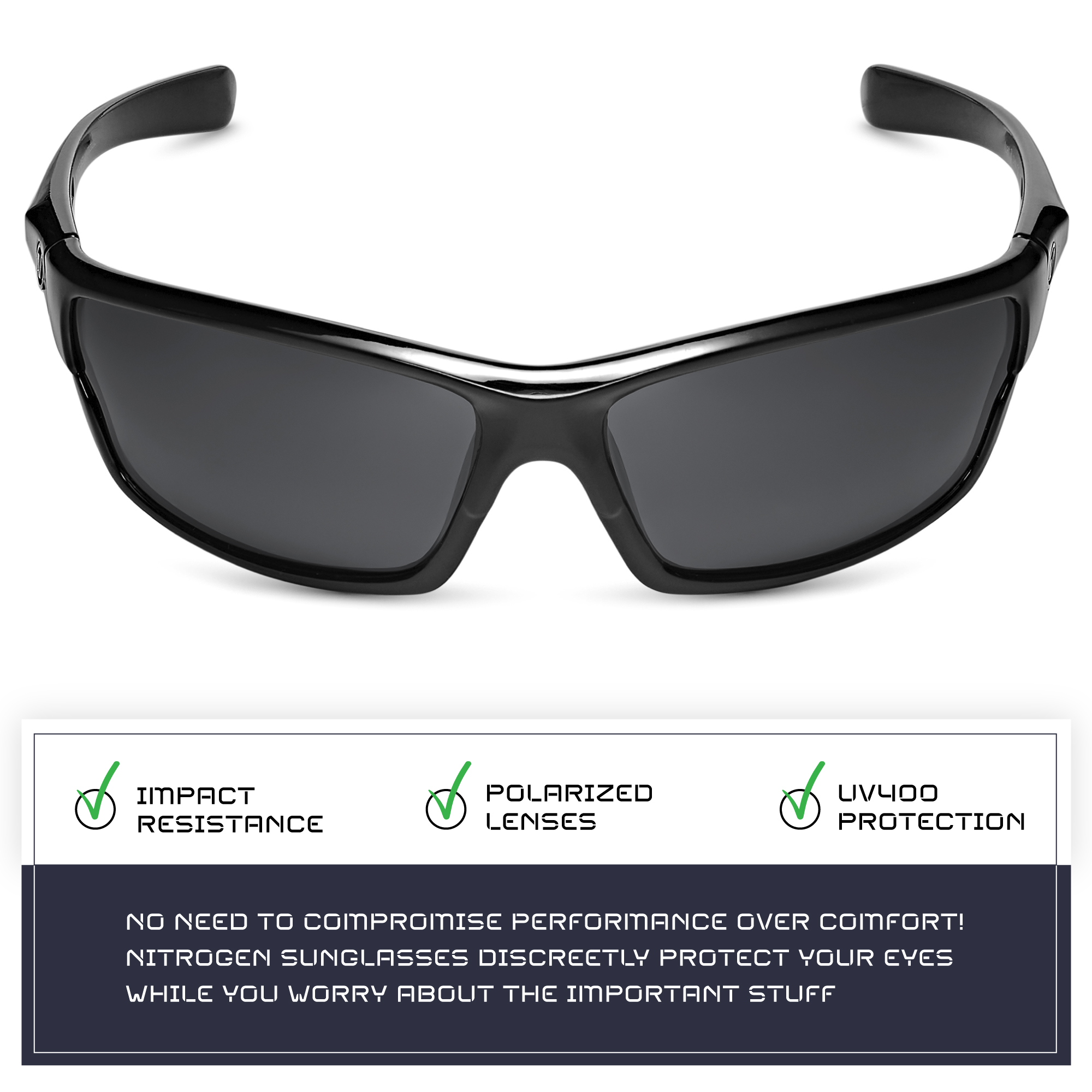 Nitrogen Polarized Wrap-Around Sport Sunglasses, Black photo 5