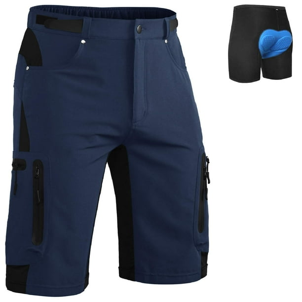 Pantalones cortos de bicicleta de montaña Ally 4D acolchados y holgados para ciclismo, azul marino, XXL