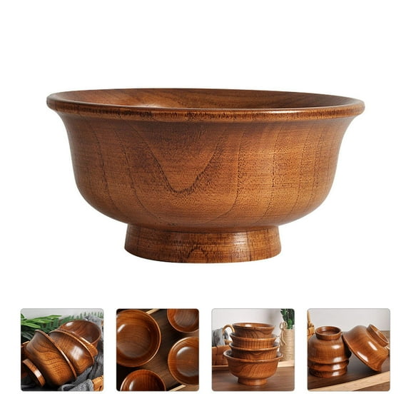 LITINKIMI Wood Cereal Bowl Wooden Bowl Assorted Color 1Pcs 6x6x3in