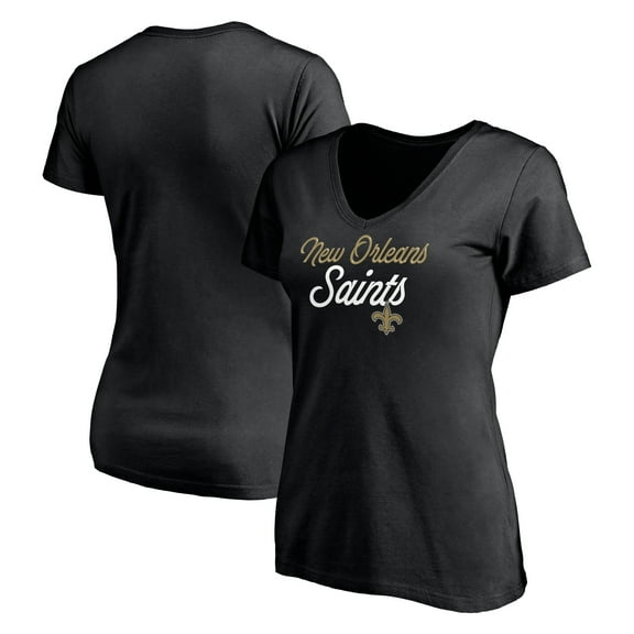 Women's Black New Orleans Saints Long Stride V-Neck T-Shirt