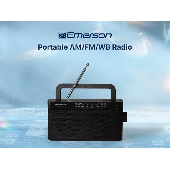Emerson ER-7004 AM/FM/WB Radio, Lightweight Portable Weather Radio with Telescoping Antenna