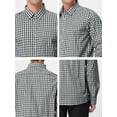 thumbnail image 6 of INSPIRE CHIC Men's Shirts Plaid Long Sleeve Button-Down 100% Cotton Dress Shirt XL Black White, 6 of 7