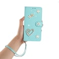 thumbnail image 4 of Leather For Samsung Galaxy S26+ 5G Case Double Layered Heart-shaped Flower Flip Wallet Leather Case, Card Holder Magnetic Closure  Phone Cases Cover With Hand Strap,Green,For Galaxy S26+ (5G), 4 of 8