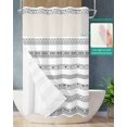 thumbnail image 2 of No Hook Shower Curtain with Snap in Liner, Geometric Hand Drawn White Ethnic Stripes Hotel Shower Curtains for Bathroom, Washable Shower Curtain Liner Set with Mesh Top Window, 54"x78", 2 of 6