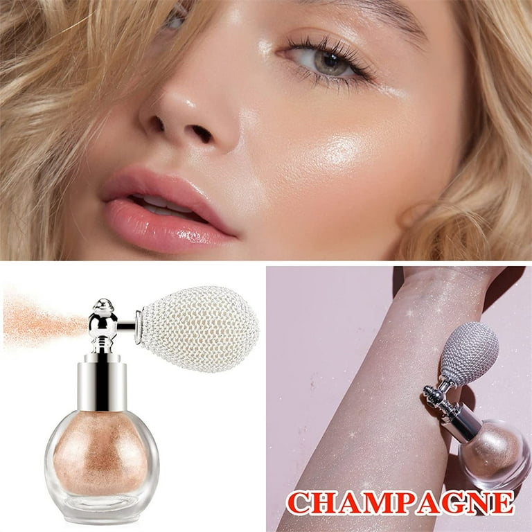 NOGIS Highlighter Powder Spray Body Glitter Spray Face Glitter High Gloss  Spray, Shimmer Sparkle Powder Makeup Spray,Glitter Spray for Hair and  Body(Champagne) 