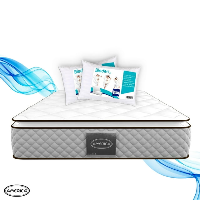 Colchón King Size Ortopédico + 2 Almohadas Standar Bleden. América Bloom