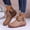 Khaki, variant on Women Fold Over Ankle Boots, Side Zipper Soft Faux Leather Short Booties, Flat Non-Slip Rubber Sole Comfort Casual Chelsea Boots Wine 5.5(36)