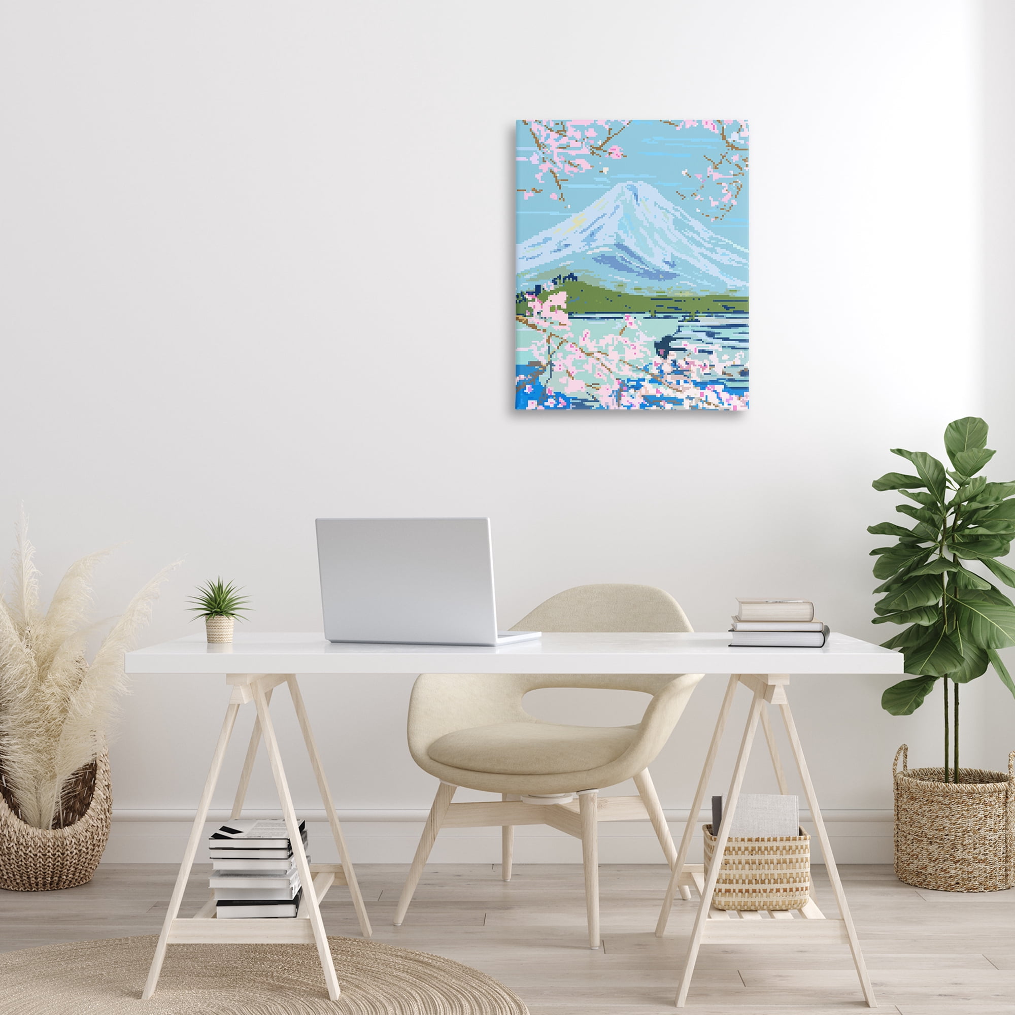 Stupell Industries Pixel Mount Fuji Landscape Painting Gallery Wrapped Canvas Art Print Wall Art, 24 x 30