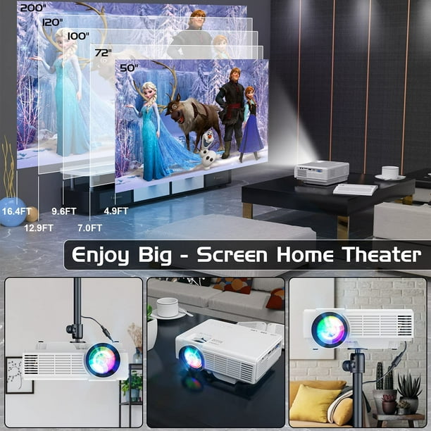 Vidéoprojecteur WiFi Bluetooth 1080P Projecteur Portable Soutien, 7500 LM  Projecteur Home Cinéma 100 000 Heures Mini Projecteur sans Fil 300 avec