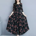 thumbnail image 2 of snowsong Casual Dresses for Women,2024 Hot Women's Casual Floral Print Belted Vintage Boho Long Sleeve Beach Dress,Long Sleeve Dress,Summer Dresses 2024,Beach Dress, Black L, 2 of 8