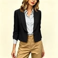 thumbnail image 6 of Qzwdhjm Cropped Blazers for Women Shawl Lapel Ruched 3/4 Sleeve Single Button Blazer Pocket Lightweight Formal Suit Jackets, 6 of 9