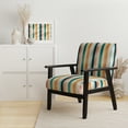 thumbnail image 2 of Designart "Striped Pattern With A Nod To Retro Revival I" Teal Striped Upholstered Accent Chair - Modern Arm Chair For Bedroom, 2 of 5