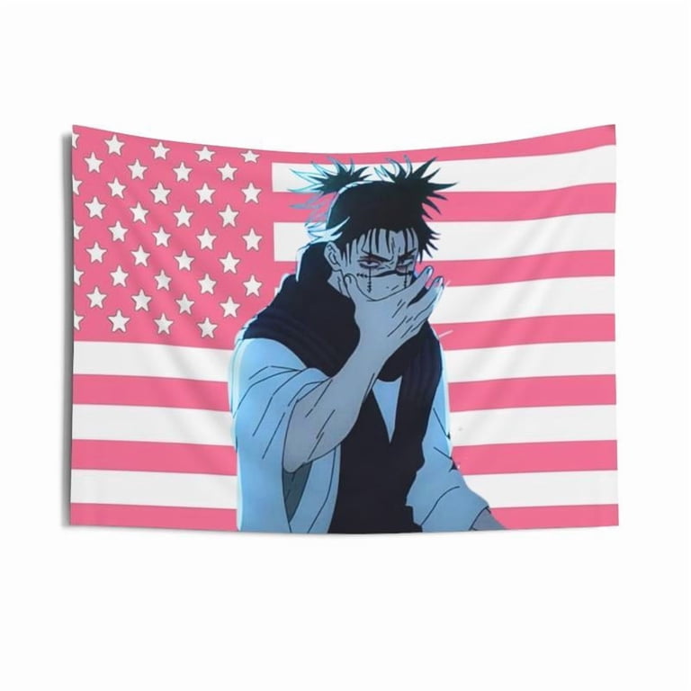 Pink anime Choso Tapestry, Fun Anime JJk Wall Decor, Durable