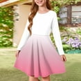 thumbnail image 2 of Abcomgle Long Sleeve Dress for Girls 10-12 Casual A-Line Fall Tshirt Dress Gradient Crew Neck Girls Skater Dress Loose Swing Dresses for 4-14t Kids 5-6 Years,Light pink, 2 of 5
