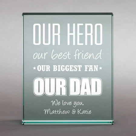 Personalized Our Hero 4" x 5" Glass Keepsake