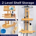 thumbnail image 4 of SereneLife Bamboo Hanging Shower Caddy with 2 Tiers, Anti-Slip Design for Bathroom Essentials, Self-Draining Shelves for Easy Organization, 4 of 7