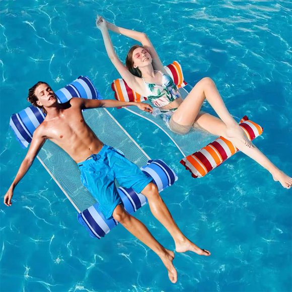 shiyou-Inflatable Pool Floats, 2 Pack Multi-Purpose Water Hammock Lounge, Portable Swimming Pool Hammock Drifter Chair for Adults Vacation Fun and Rest