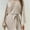 Grey Beige, variant on ZANKLEY Women's Mini Dress Round Neck Long Dolman Sleeve Fitted Lace Up Dress Grey Beige