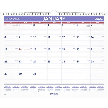 UPC: 0038576796836 | Monthly Wall Calendar  15 x 12  White/Red/Blue Sheets  12-Month (Jan to Dec): 2024
