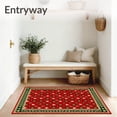 thumbnail image 3 of ODIKA 6'x9' Machine Washable Non-Slip Area Rug, Festive Patchwork Tapestry with Classic Holiday Symbols and Ornate Borders High Traffic Rug with Pad, Red, 624611, 3 of 8