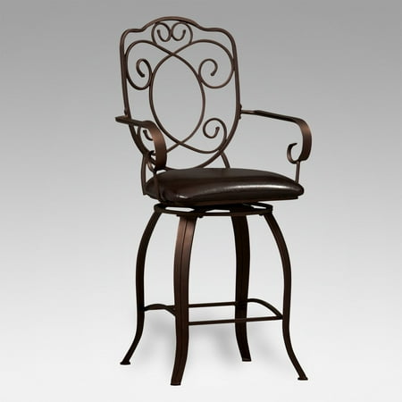 Linon Crested Back 24 In Swivel Counter Stool With Arms Linon Crested Back 24 In Swivel Counter Stool With Arms