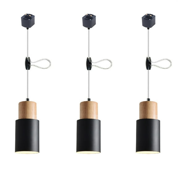JLOWCO Adjustable H Track Pendant Lighting 3 Pack Living Room Modern Pendant Led Lighting Fixtures Ceiling Mini Black Lights for Kitchen Island (LED Bulb Include)