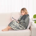 thumbnail image 4 of Geometric and Floral Boho Pattern Blanket Hoodies for Kids 6-13YR Oversize Wearable Blanket Hoodies for Boys Girls Teens, 4 of 7