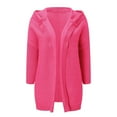 thumbnail image 3 of MKLEKYY Cute Sweaters for Teens Women Solid Color Hooded Patchwork Batwing Sleeve Open Sweater Knitted Cardigan, 3 of 4