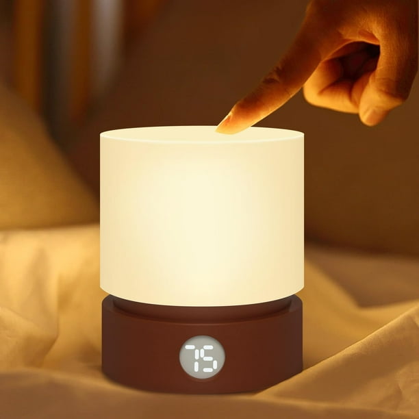 Lámpara de mesa pequeña, luz nocturna regulable portátil con temporizador para niños, luz LED cálida, lámparas de noche pequeñas para dormitorio, sala de estar