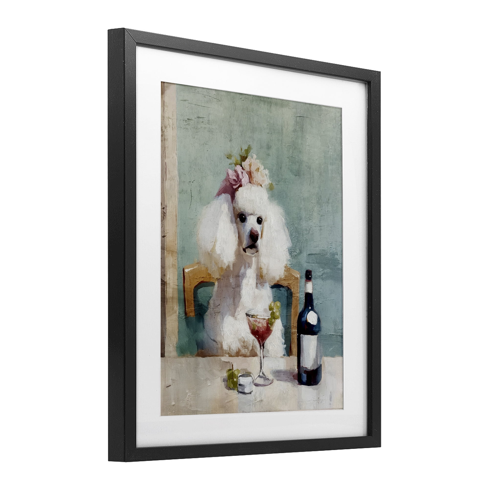 Stupell Industries Poodle At Lunch Black Framed Print Under Glass, design by Annabelle Hall