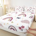 thumbnail image 3 of Homewish Retro Boho Rainbow Full Size Sheets,Cute Flower Floral Bed Sheets,Brown Stars Pattern Sheet Sets For Girls,Super Cozy Room Decor,4 Pieces, 3 of 7