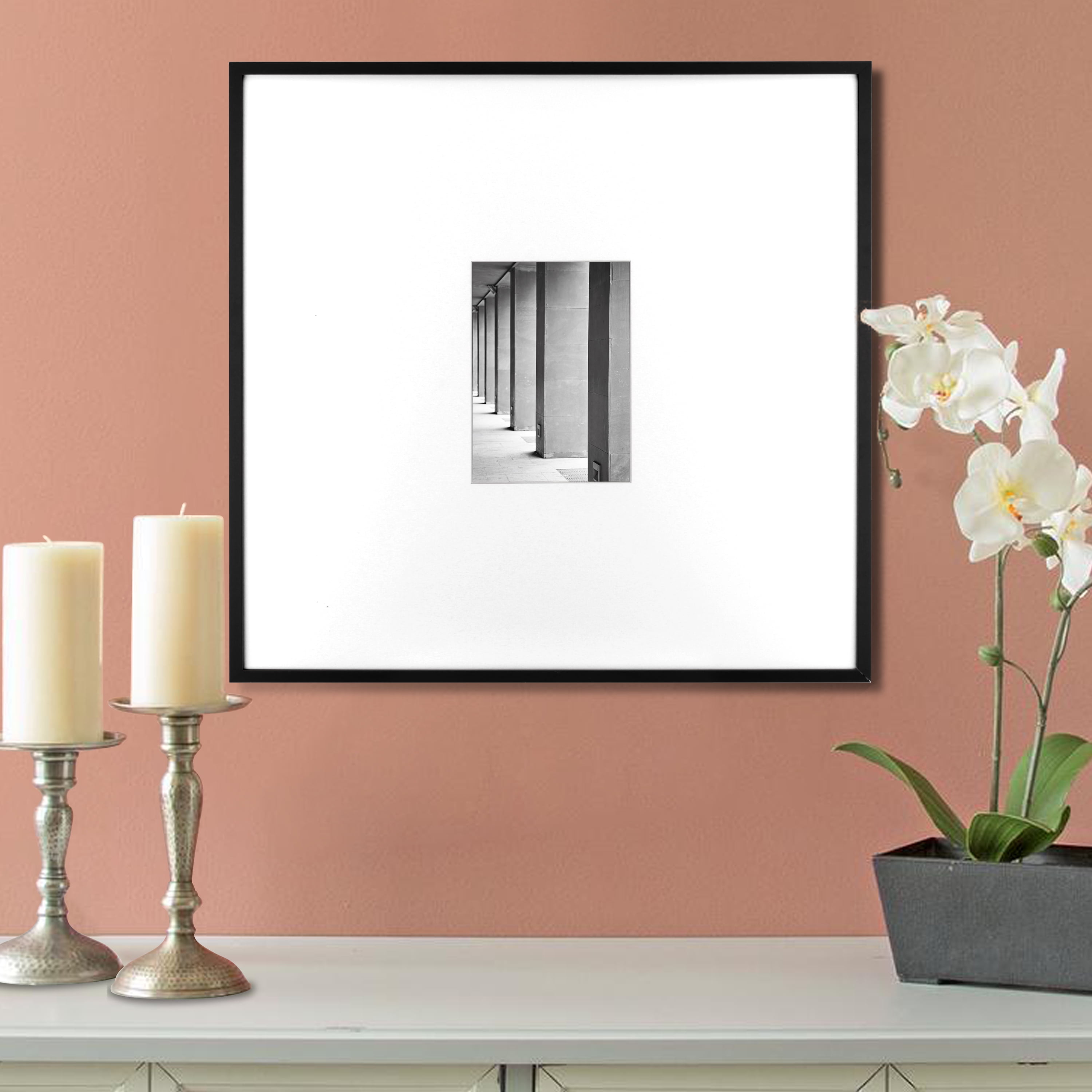 (2 pack) Better Homes & Gardens 18x18 Matted to 5x7 Metal Gallery Wall Picture Frame, Black