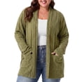 thumbnail image 2 of Cueply Women's Plus Size Open Front Cardigan Long Sleeve Ribbed Knit Lightweight Sweater Casual Outerwear with Pockets 1X-4X, 2 of 7