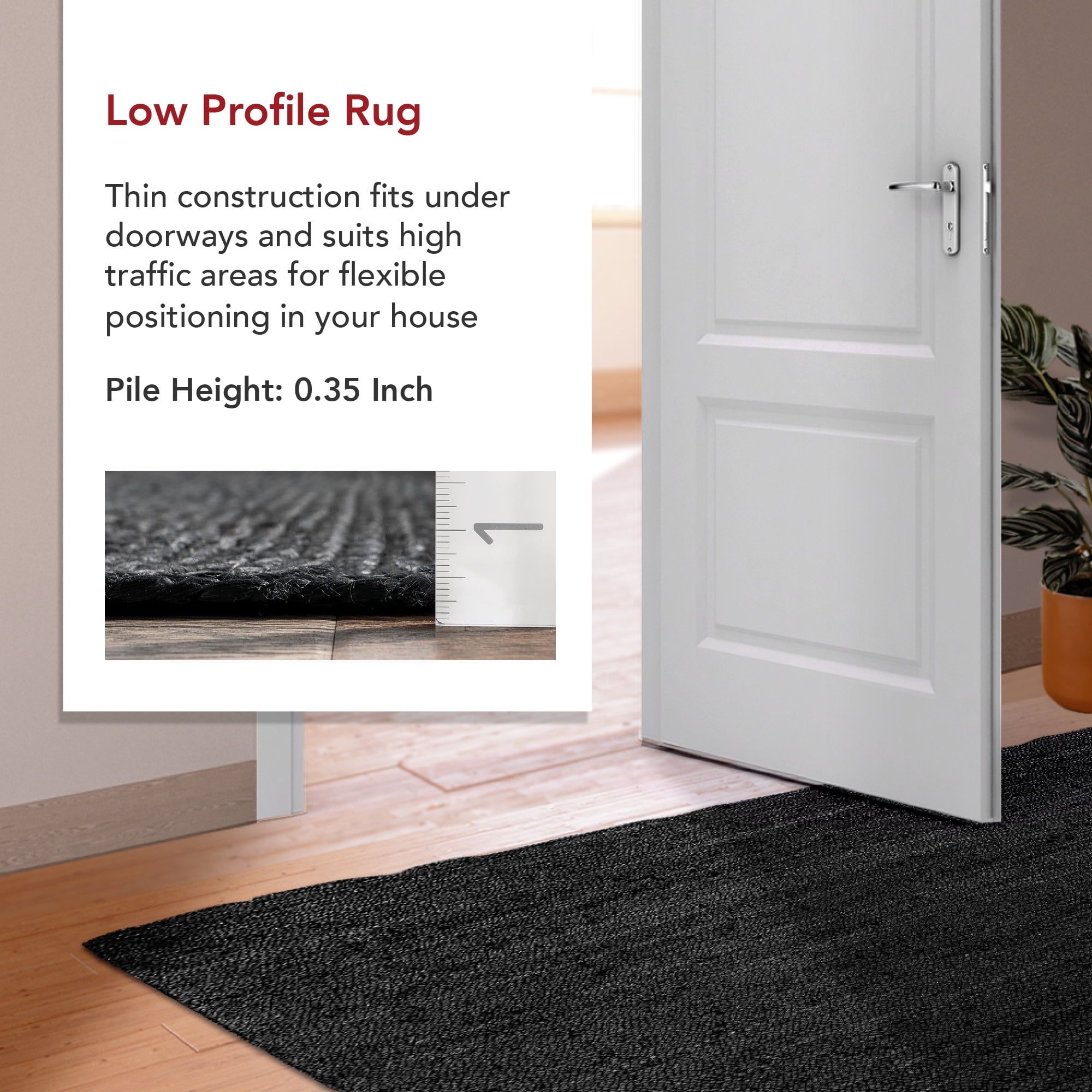 nuLOOM Rigo Hand Woven Farmhouse Jute Area Rug, 9' 6" x 13' 6", Black
