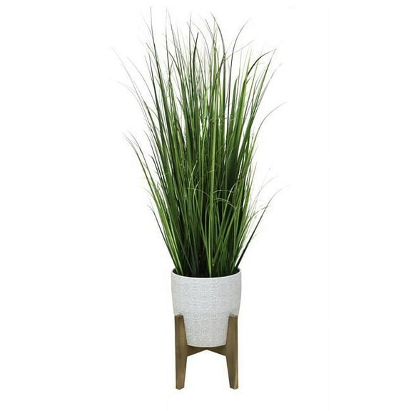 Flora Bunda CS4547E-WH 50 in. Onion Grass in 10 in. Cathdral Ceramic on Stand, White