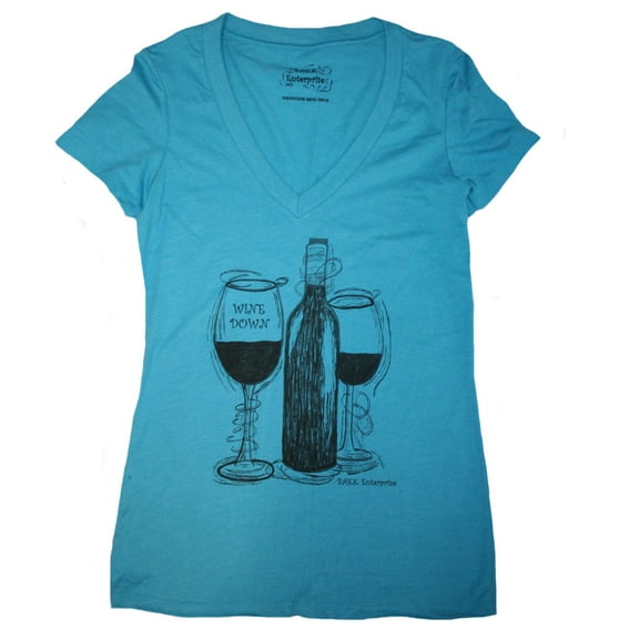 Wine Down Wine Lovers Themed Women's V-Neck T-Shirt (M)
