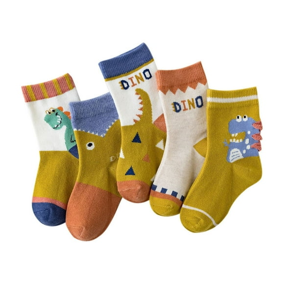 jovati Toddler Baby Boys Childrens Cute Colorful Dinosaur Pattern Non-slip Breathable Cotton Middle Socks Sox